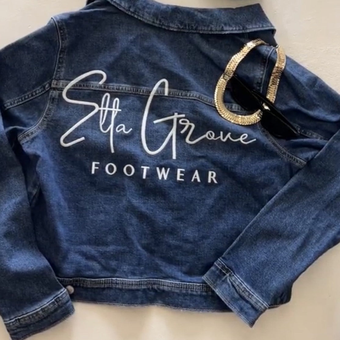 Denim jacket with embroidered logo